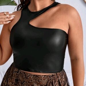 3 for $25 SHEIN SXY Asymmetrical Neck PU Leather Tank Top